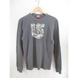 Burton Long Sleeve Size L Mens Thermal Gray Pullover‎ Graphic